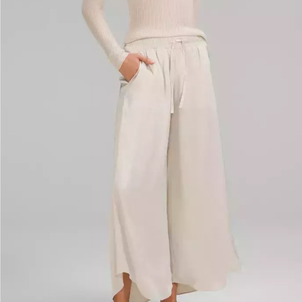Elegant Cream Wide-Leg Pants